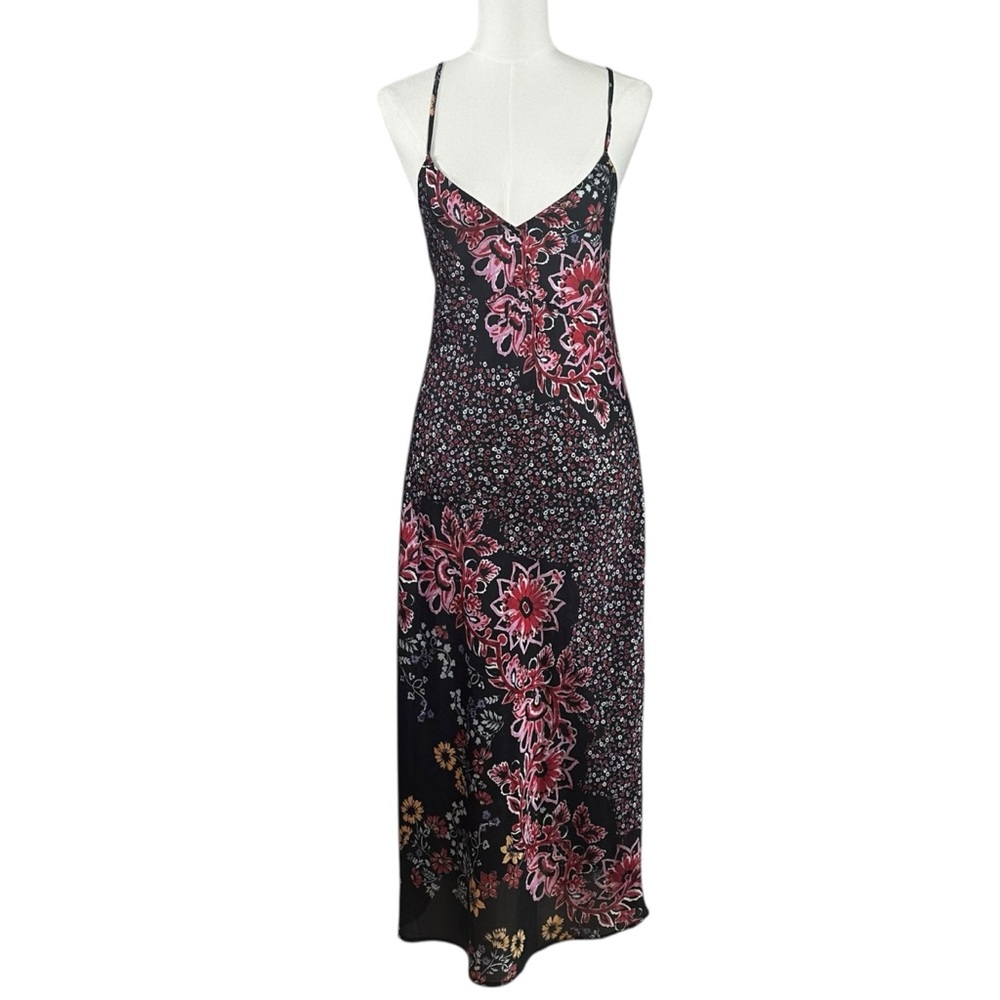 Free People Your Better Side Midi Slip Dress in Black Floral Medium NWT 90s Y2K - Picture 11 of 17